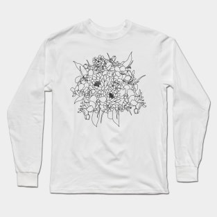 February Birth Month Flower Bouquet Drawing Long Sleeve T-Shirt